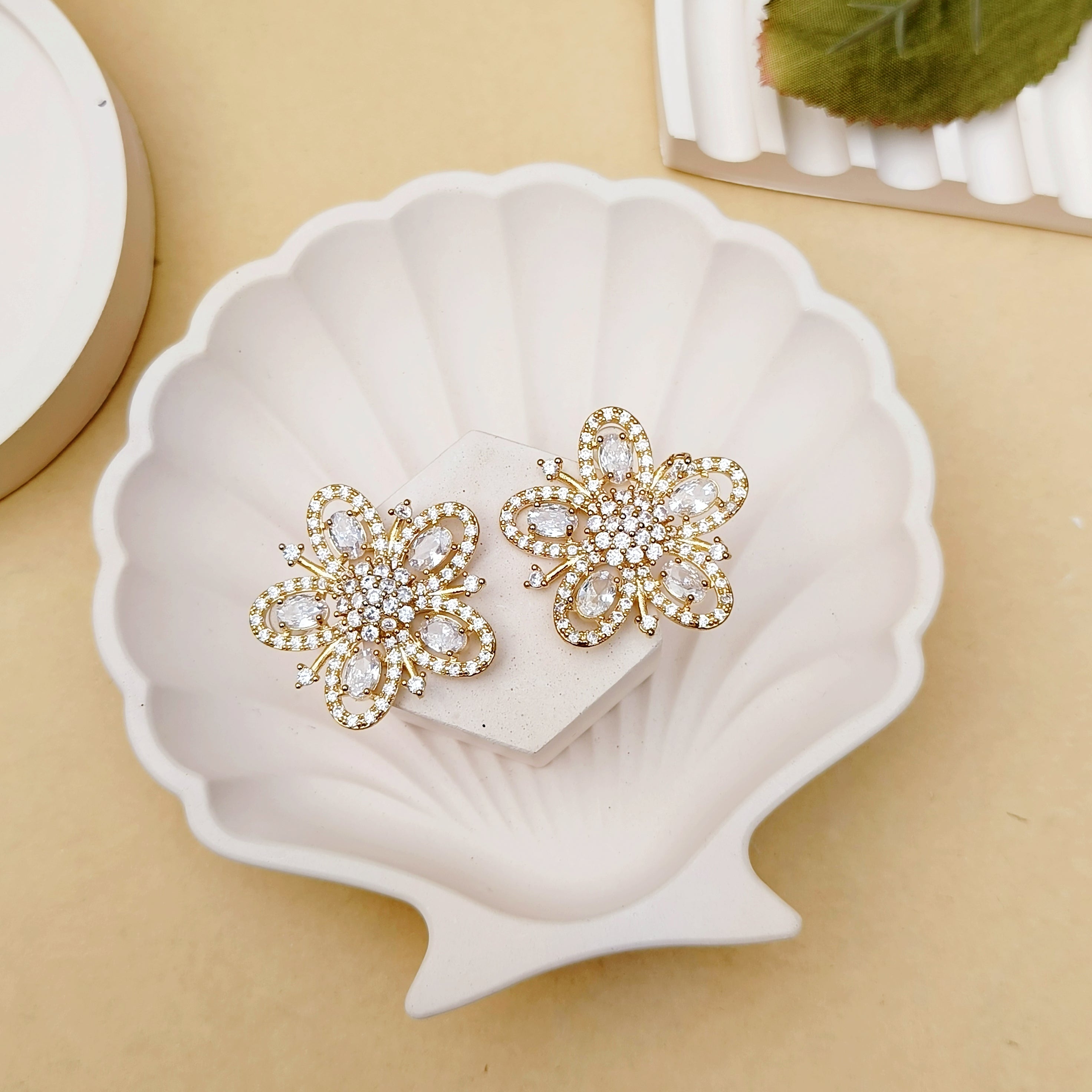 American Diamond Gold Plated Studs