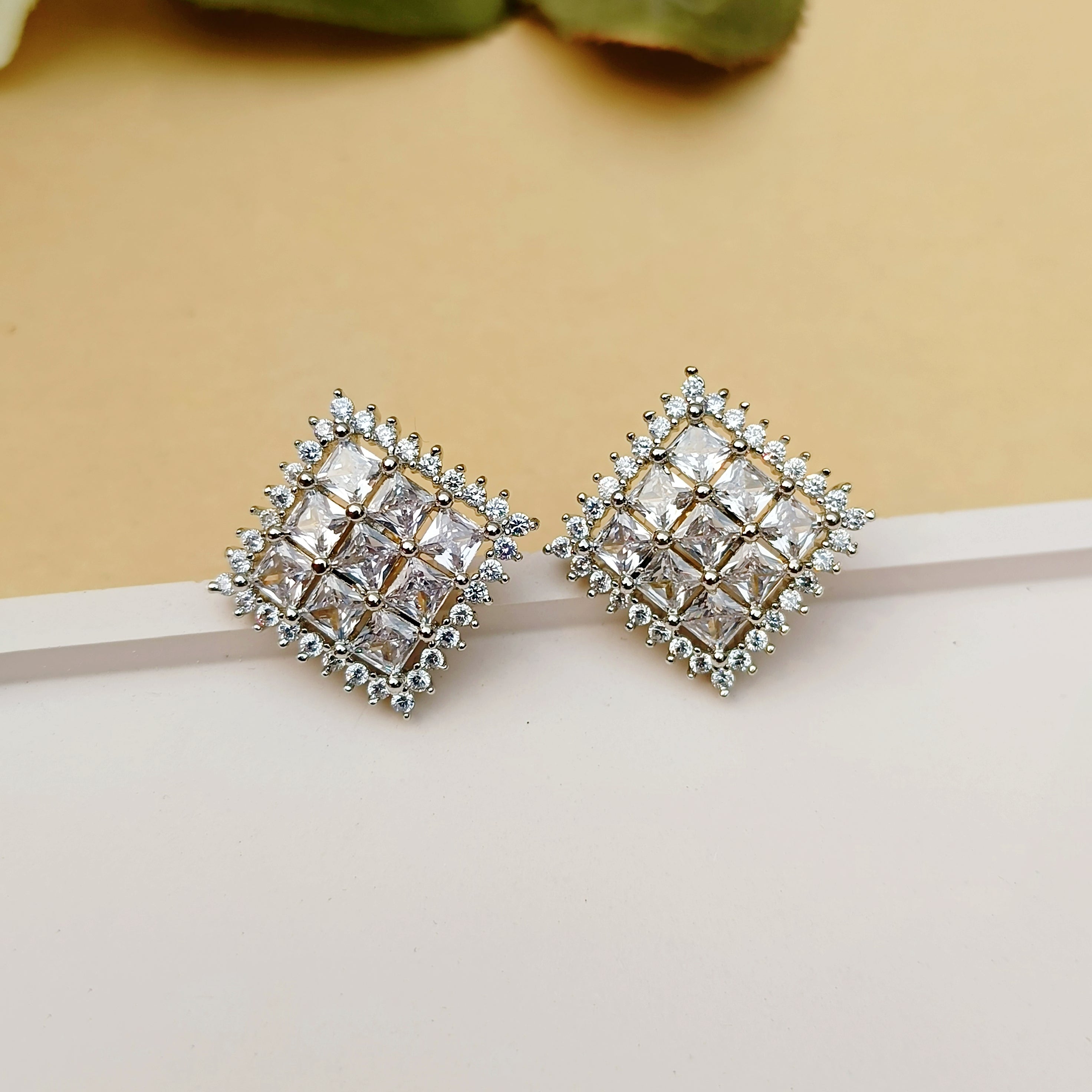 Trendy Silver American Diamond Studs