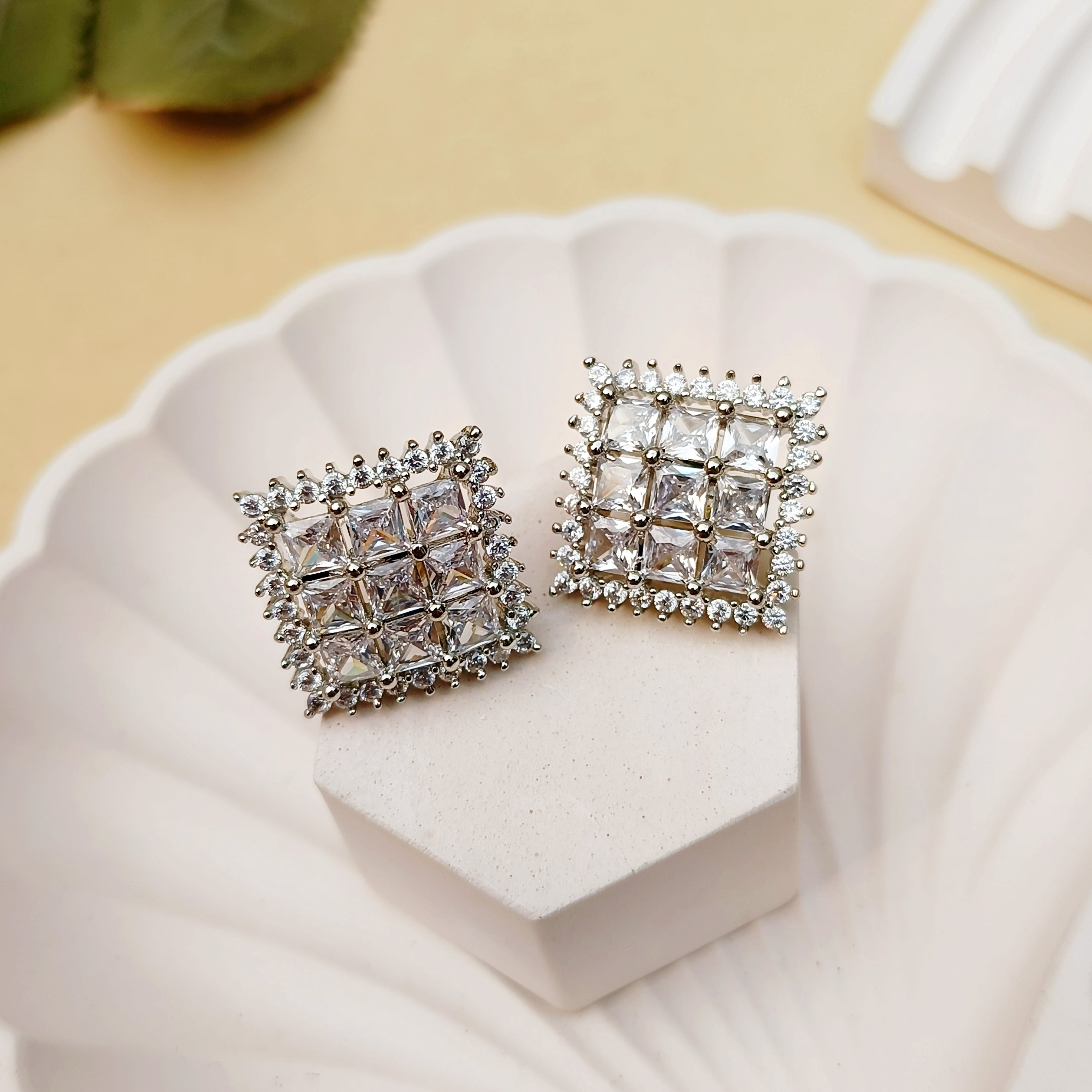 Trendy Silver American Diamond Studs