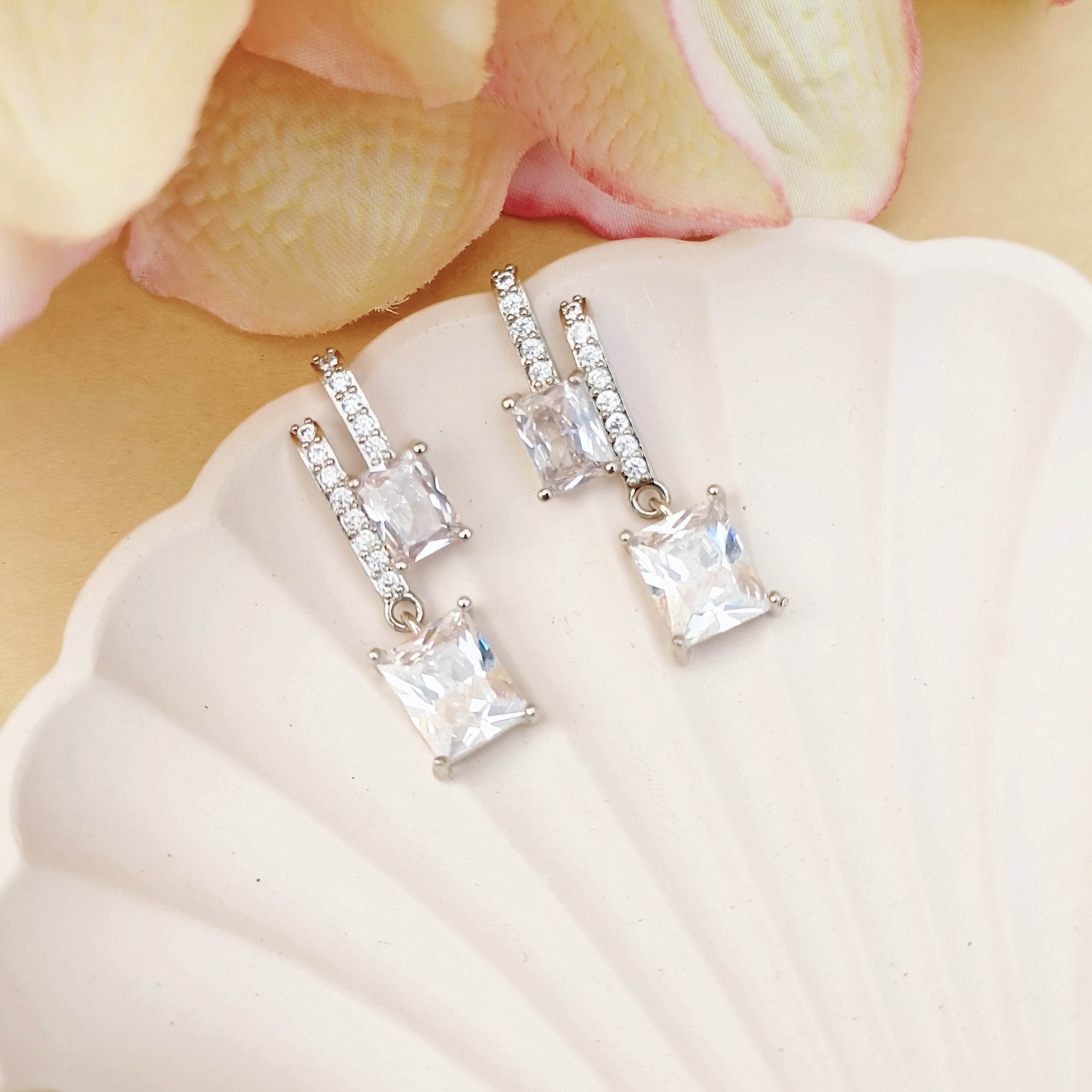 American Diamond Silver Earrings