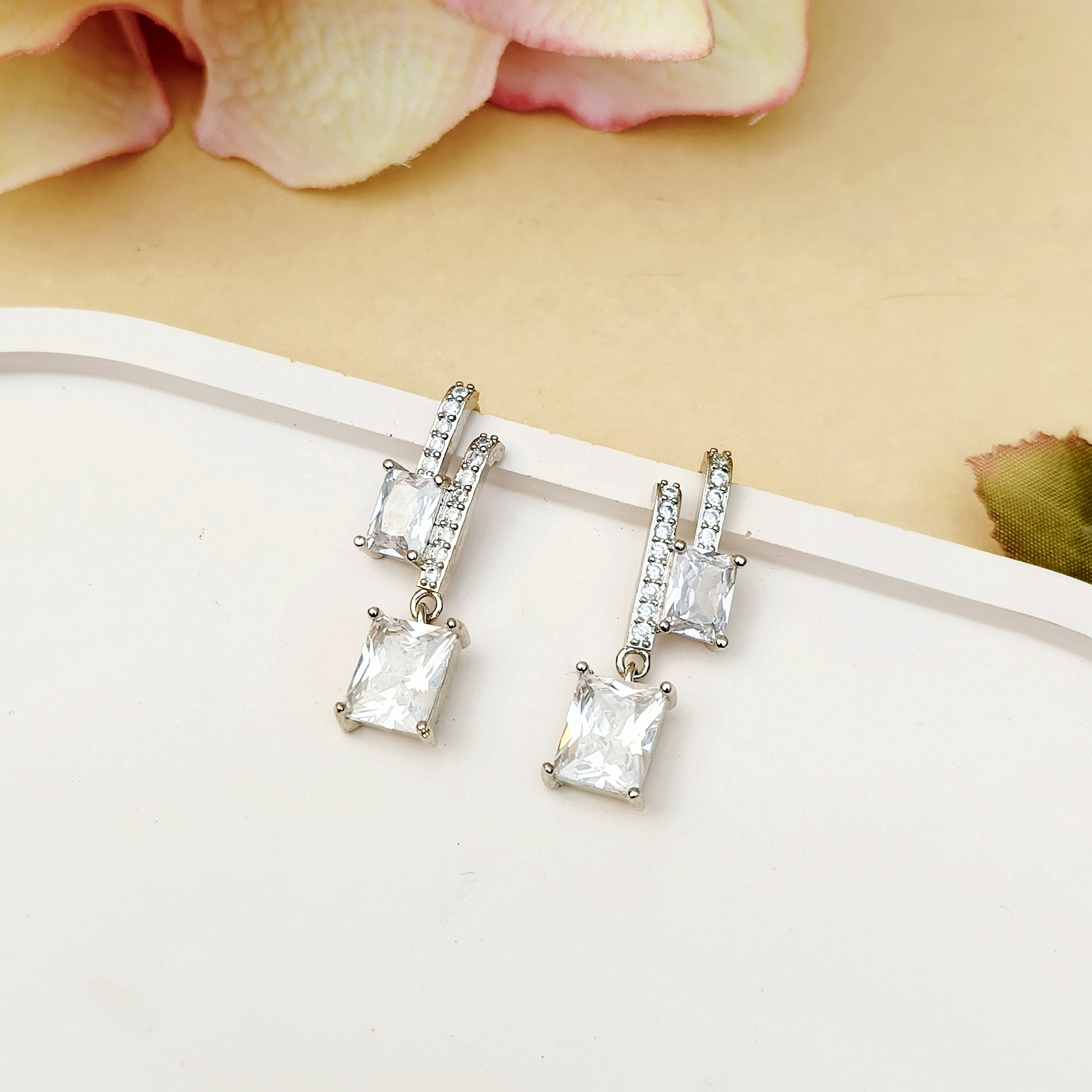 American Diamond Silver Earrings