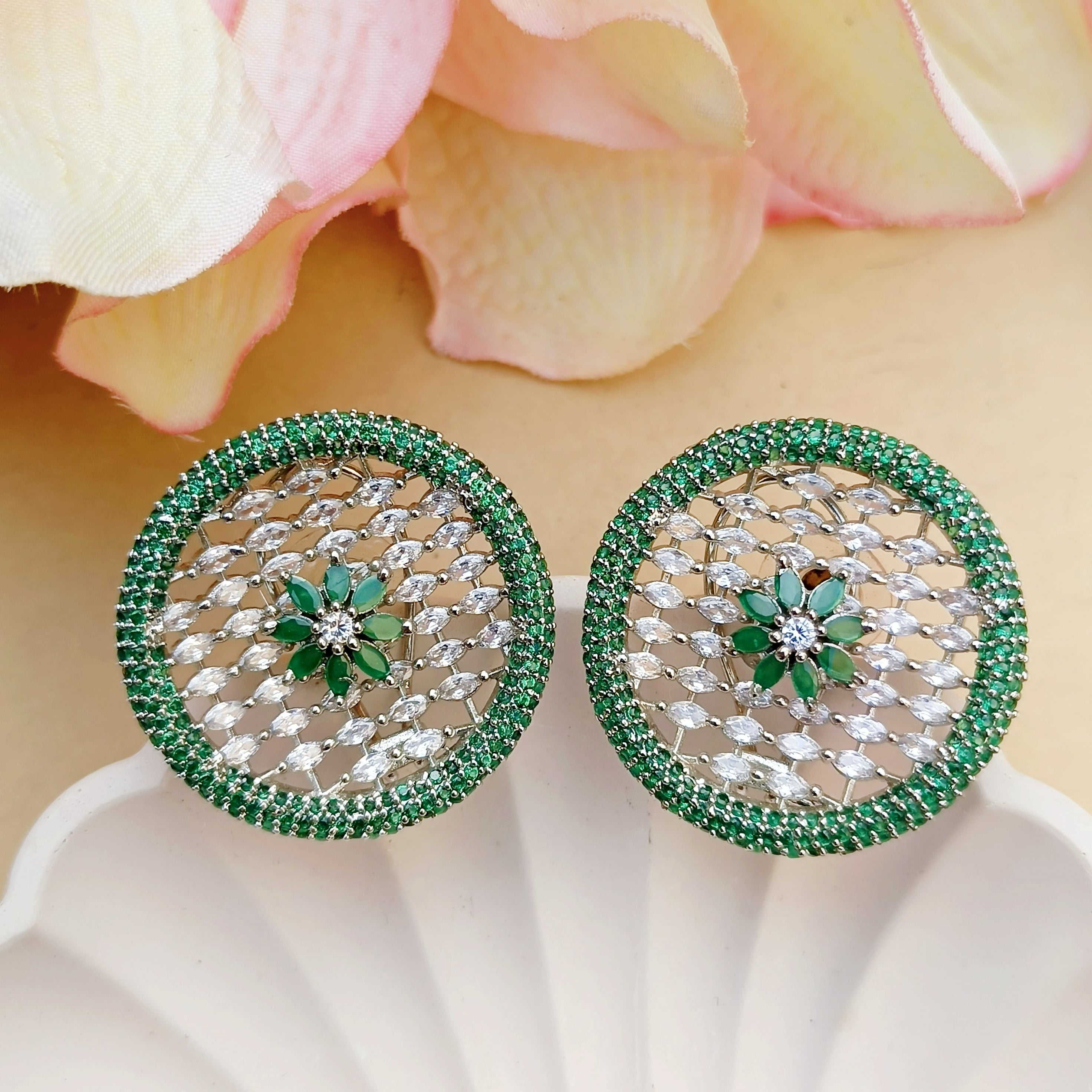 Emerald Green & Silver AD Studs