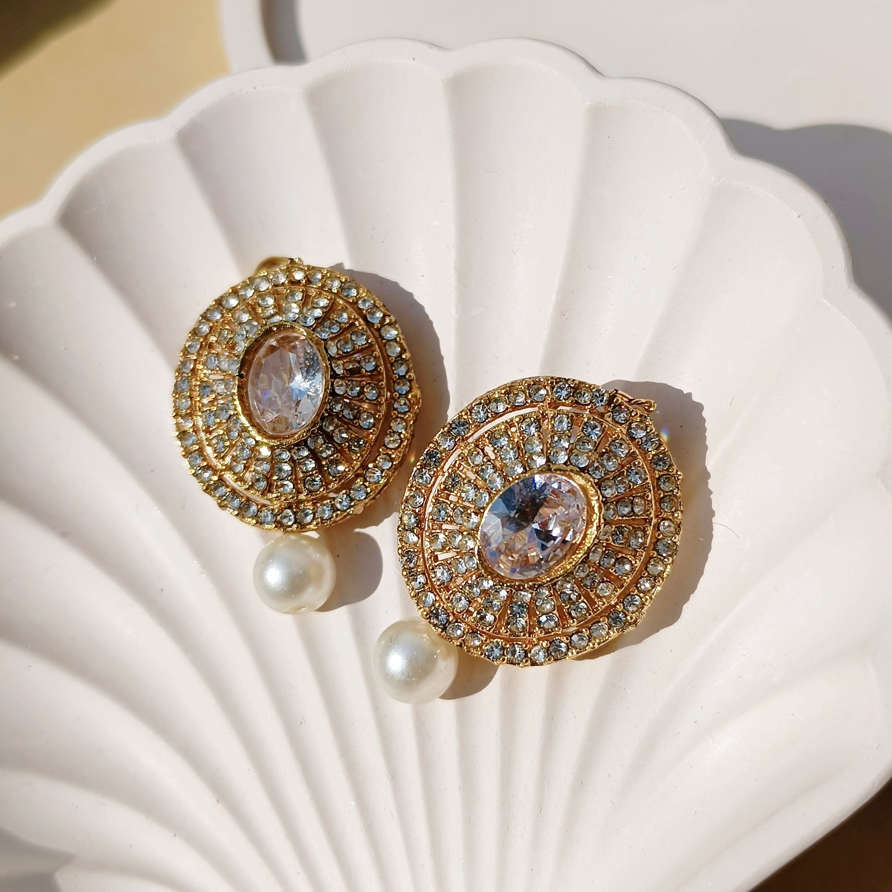 Silver & Golden Pearl Studs