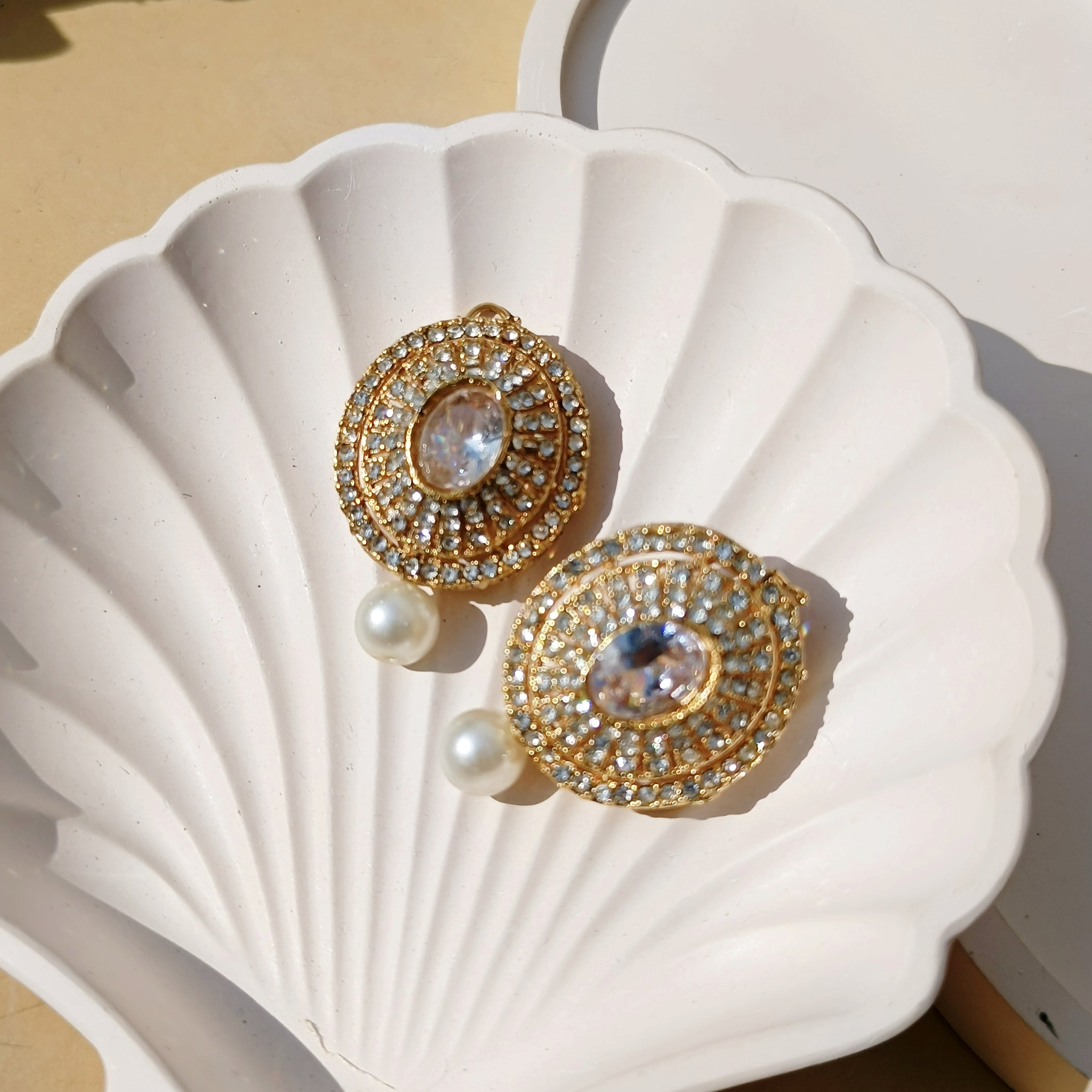 Silver & Golden Pearl Studs