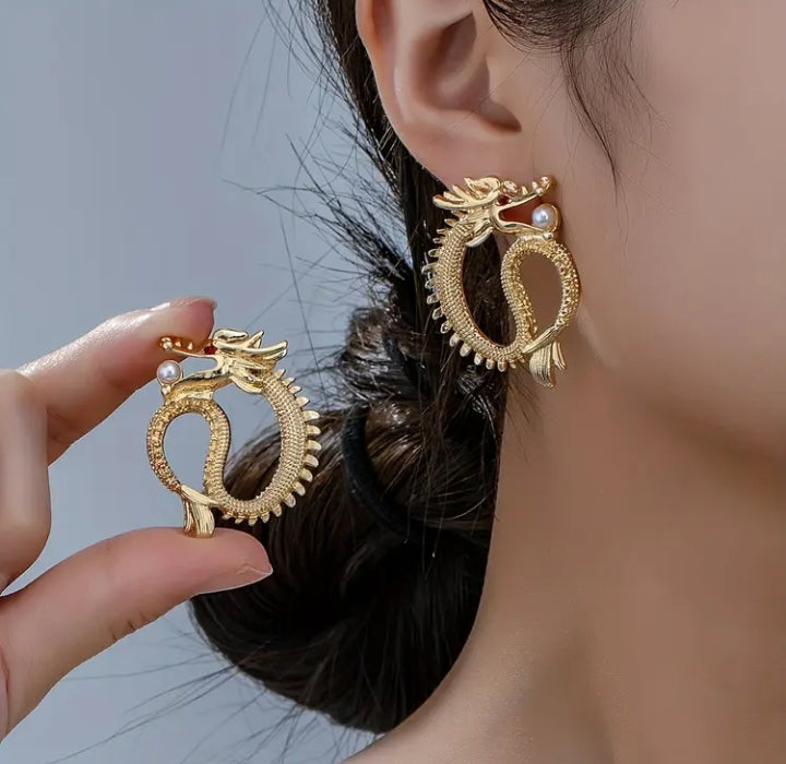 Exquisite Gold Dragon Studs