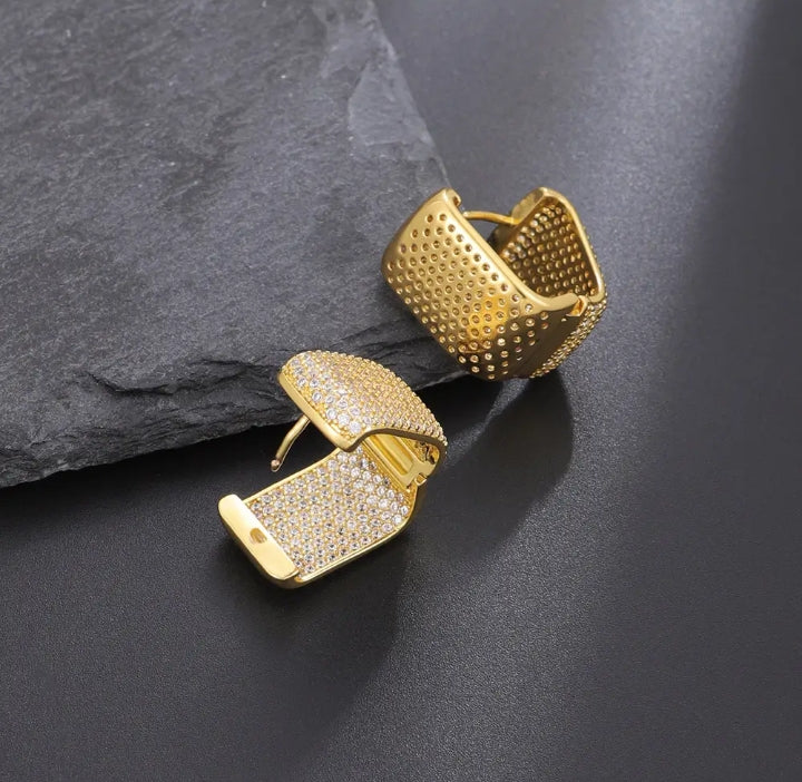 AAA+ Cubic Zirconia Gold Plated Hoops