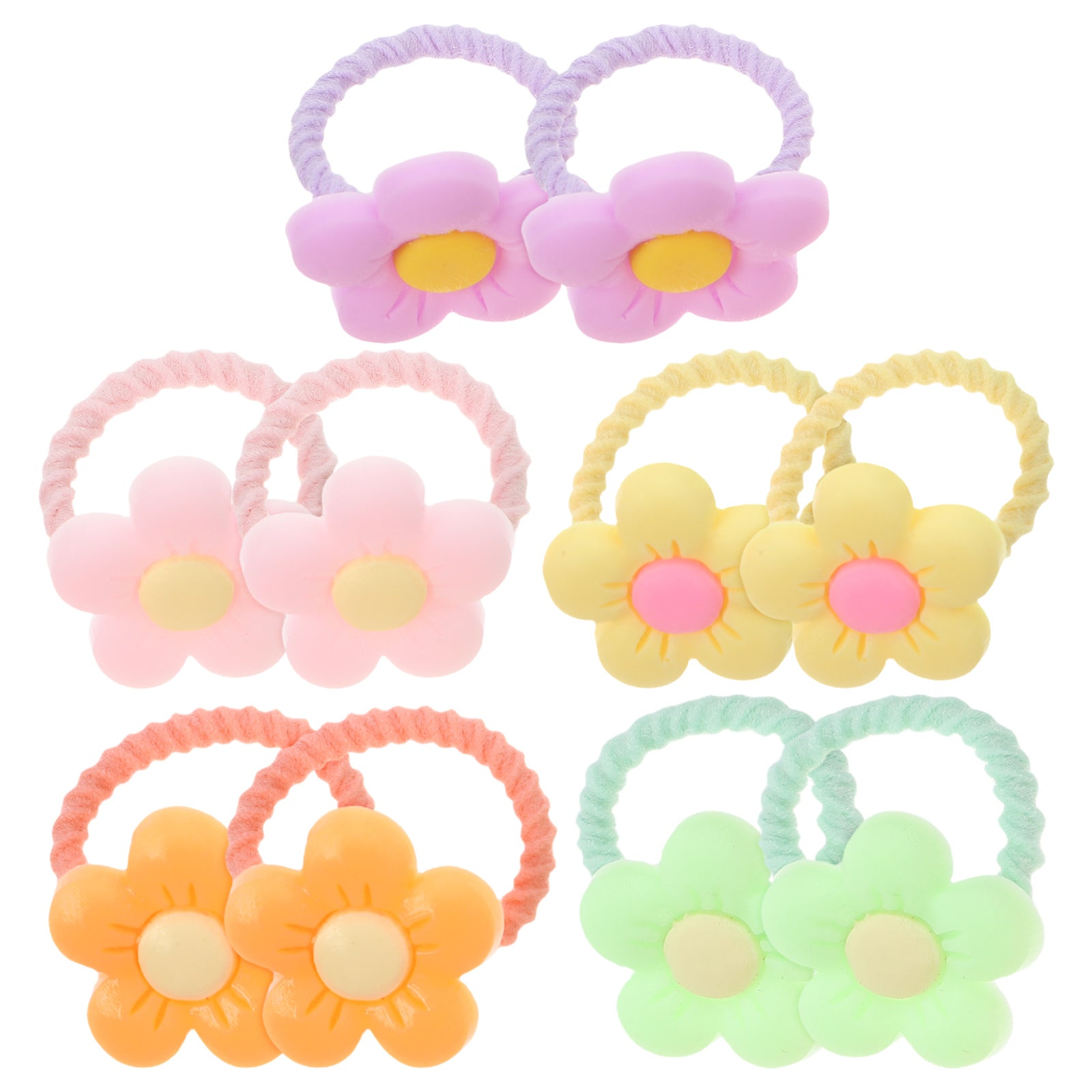 5 Pairs Multi Flower Ponies For Kids