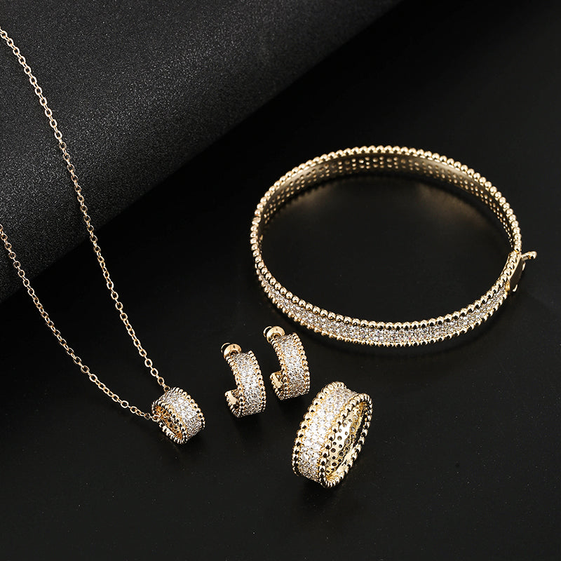 American Diamond Gold Plated Pendant Set