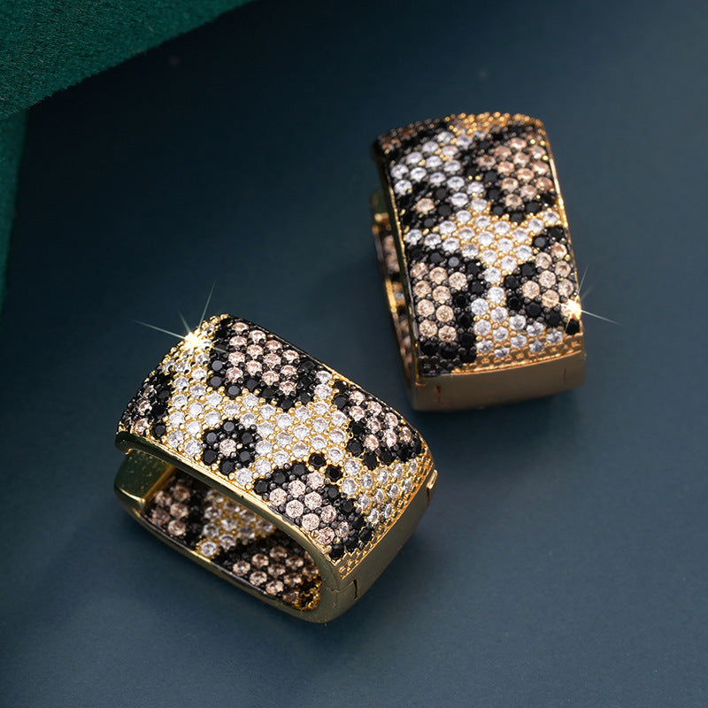 American Gold Plated Luxury Leopard Hoops