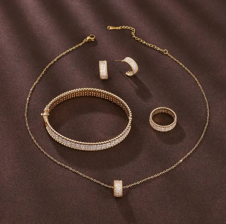 American Diamond Gold Plated Pendant Set