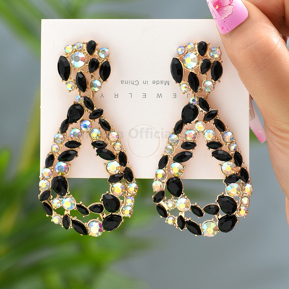 Black & Holographic long Drop Earrings