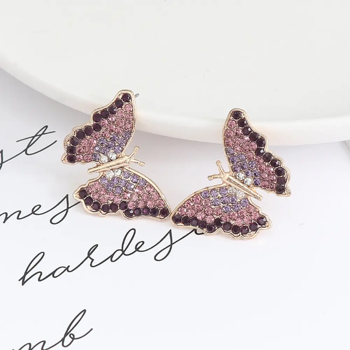 Crystal Stones Butterfly Earrings