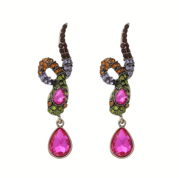 Multi Rhinestone Snake Earrings