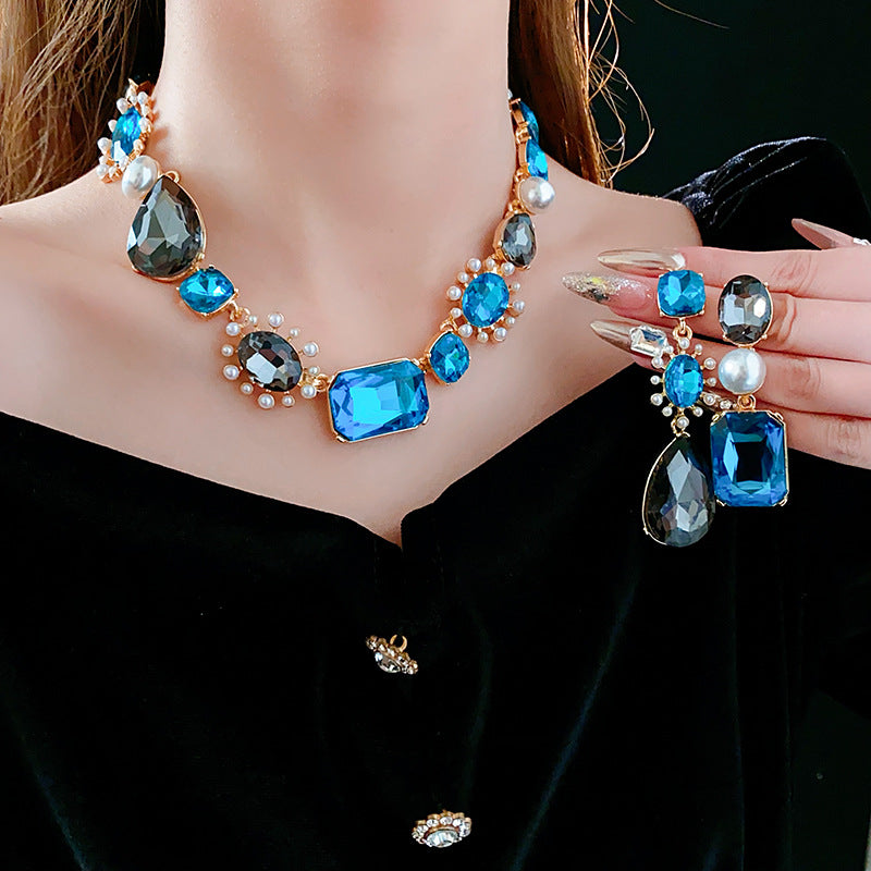 Sparkling Crystal Stones Statement Set