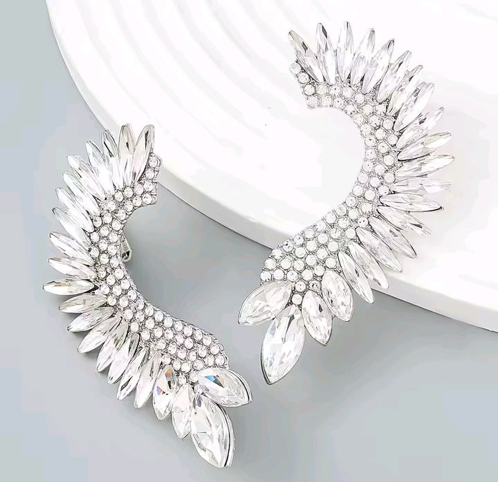 Crystal Stones Earrcuff Style Earrings