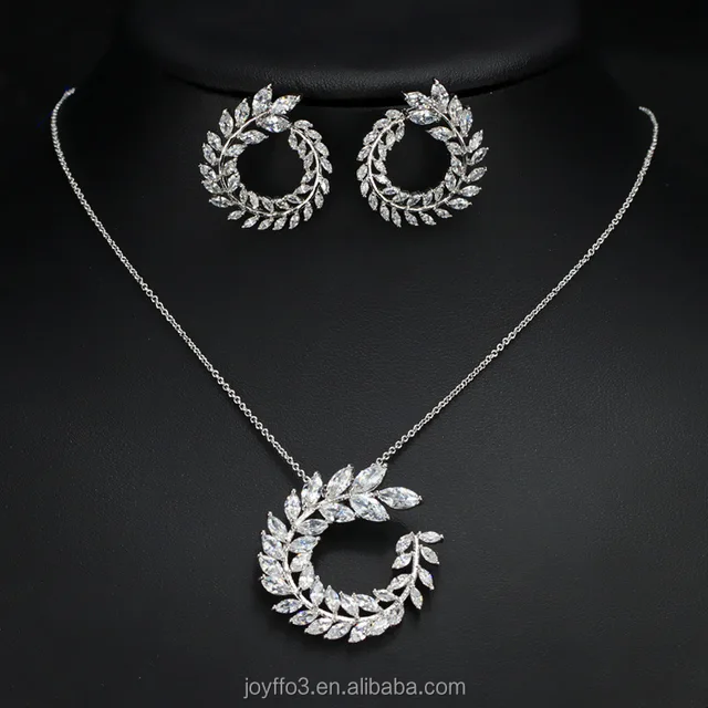 American Diamond Silver Plated Pendant Set