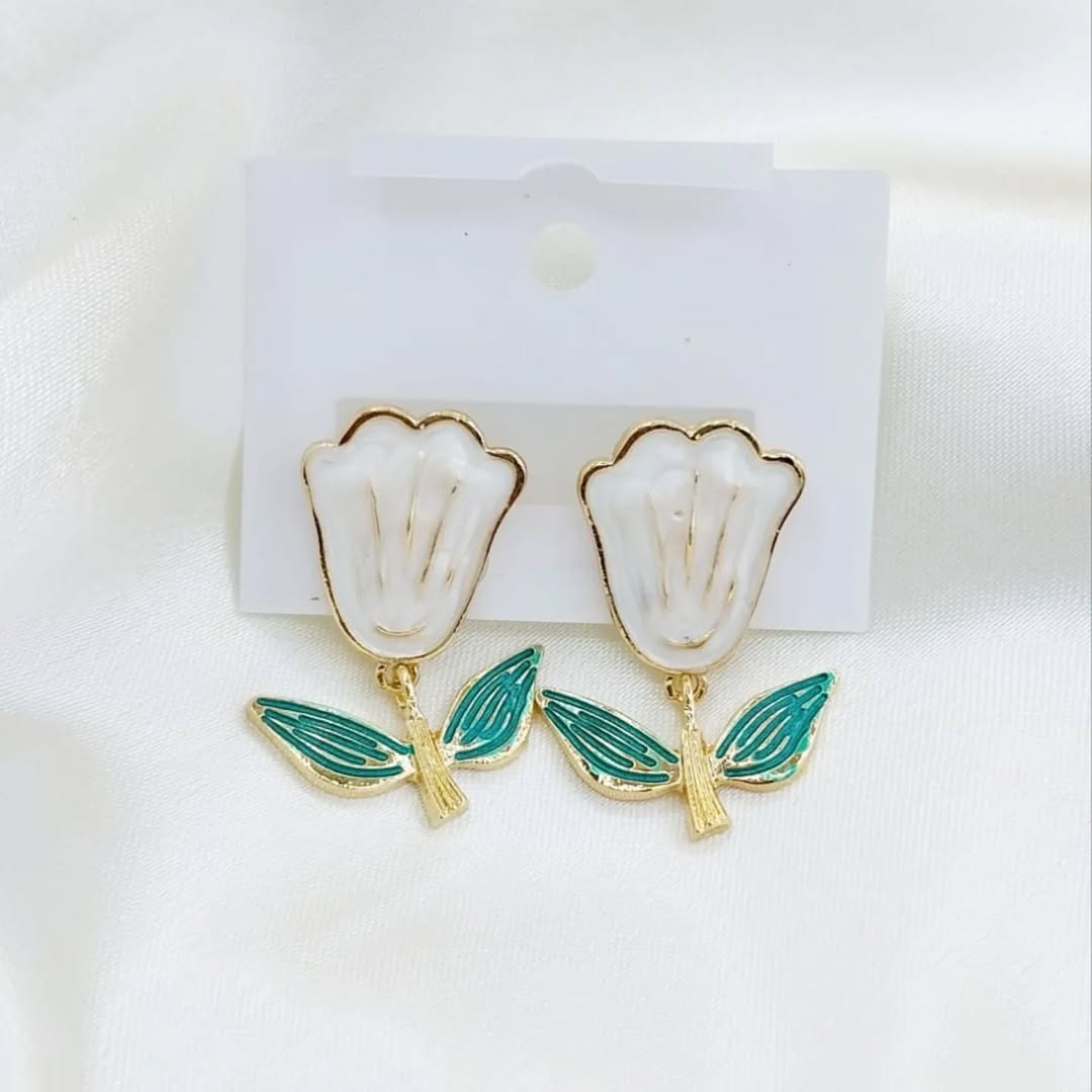 Elegant Enamel Floral Earrings