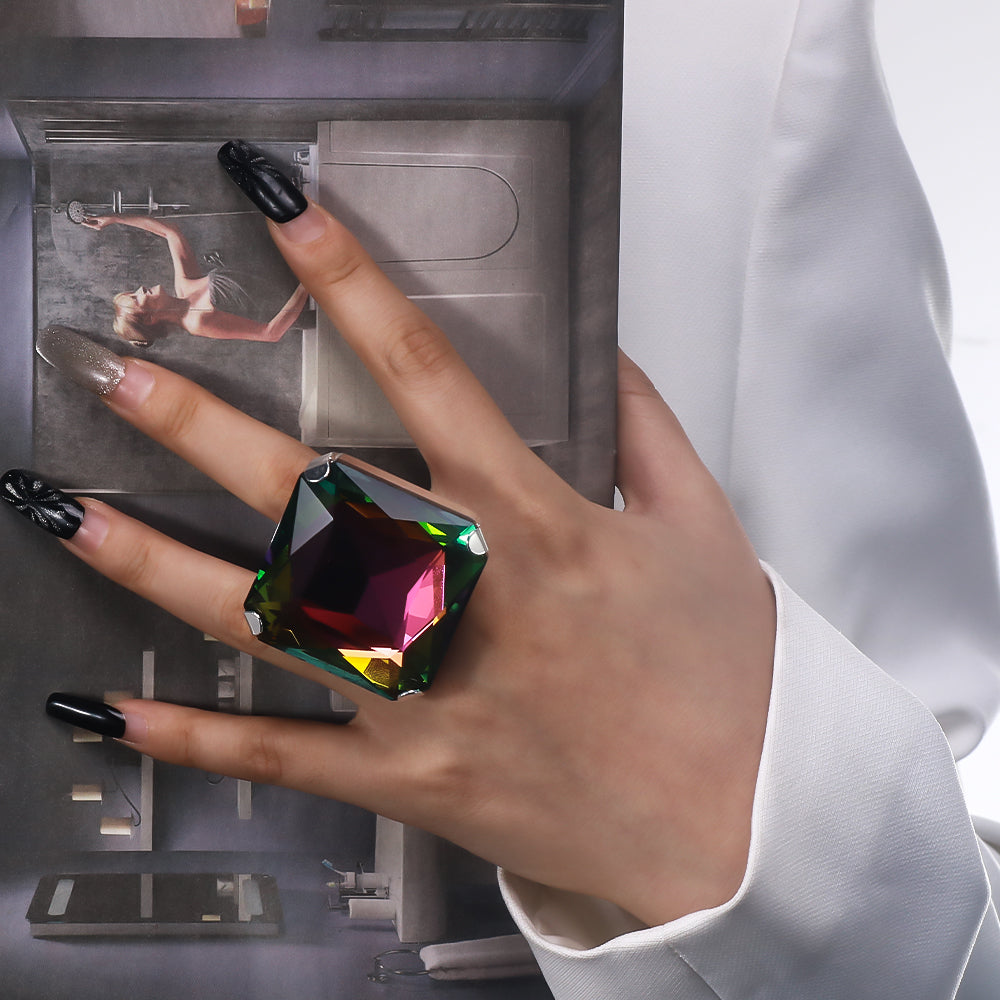 Big Crystal Multi Statement Ring
