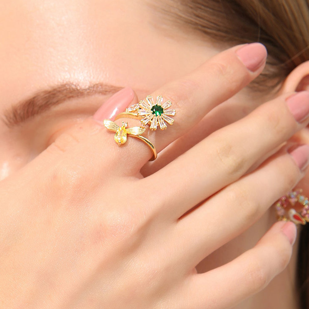 Cubic Zirconia Honey Bee Ring