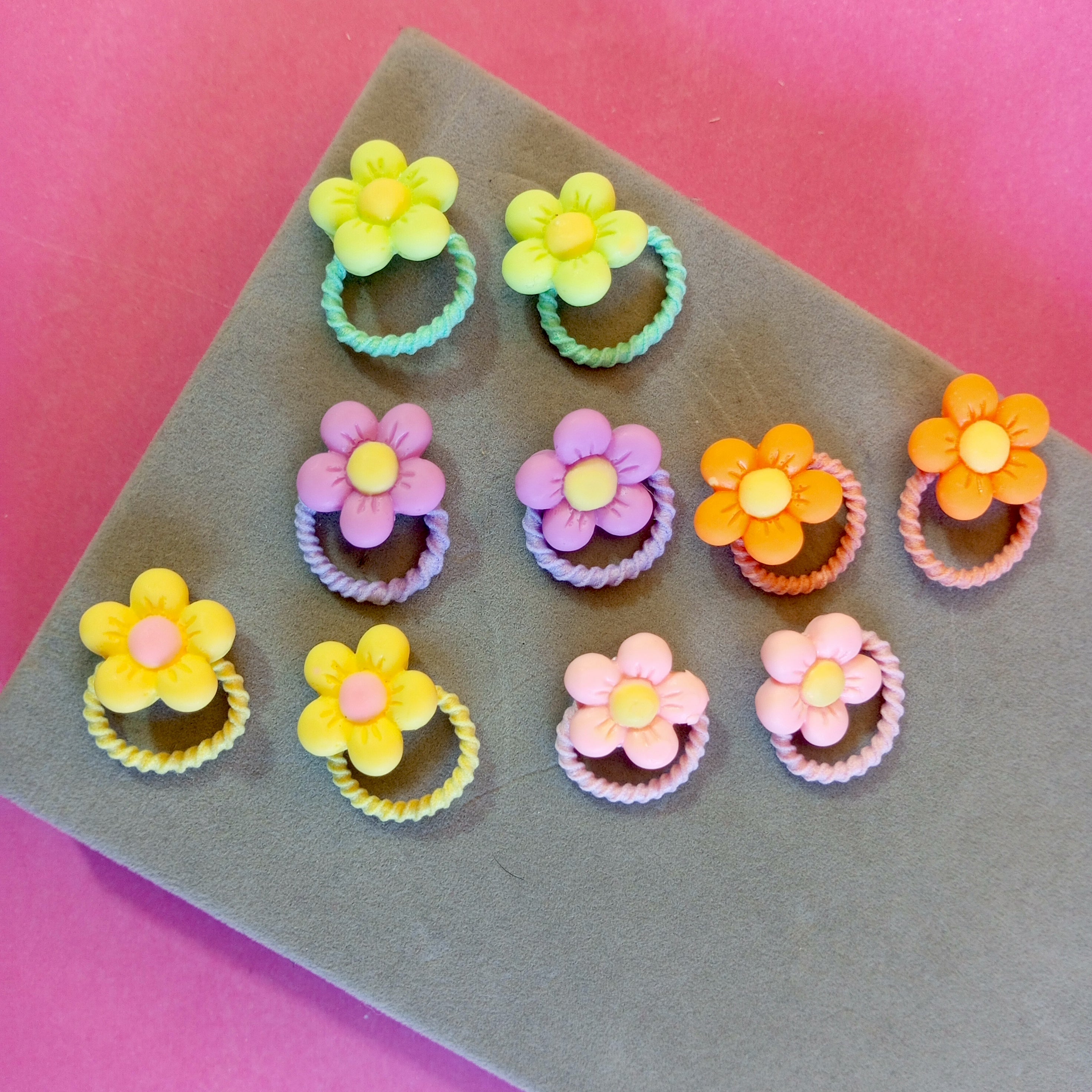 5 Pairs Multi Flower Ponies For Kids