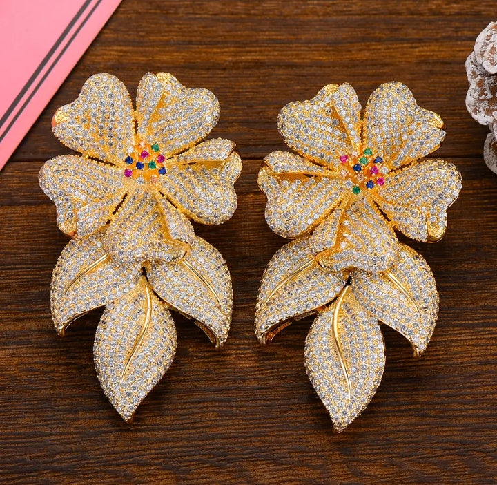 AAA+ Cubic Zirconia Floral Earrings