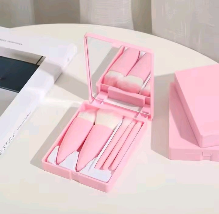 Travel Size Makeup Brushes Set Mirror Box
