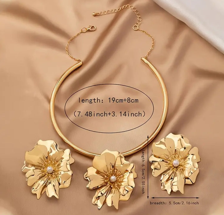 Gold Floral luxury Choker Set