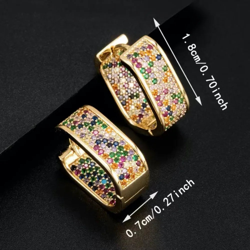 American Diamond Gold Plated Small Hoops