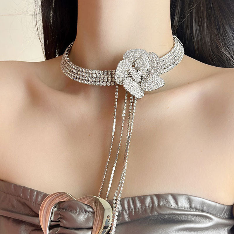 Crystal Stones Luxe Flower Choker