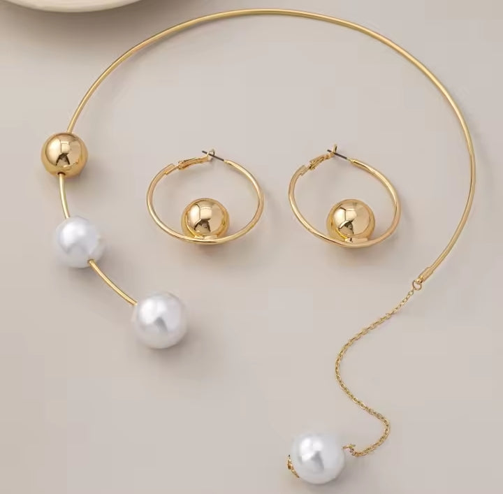 Elegant Pearl Round Choker Set