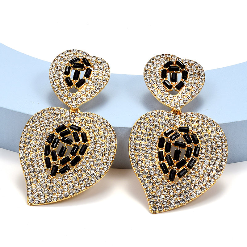 Black & Silver Rhinestone Big Statement Earrings