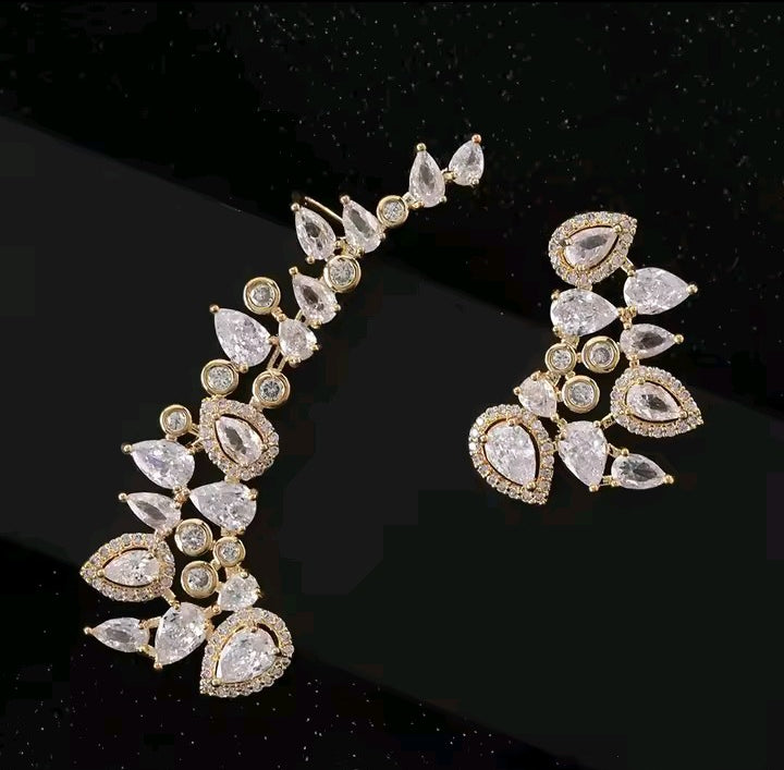 American Diamond Gold Plated Earrings