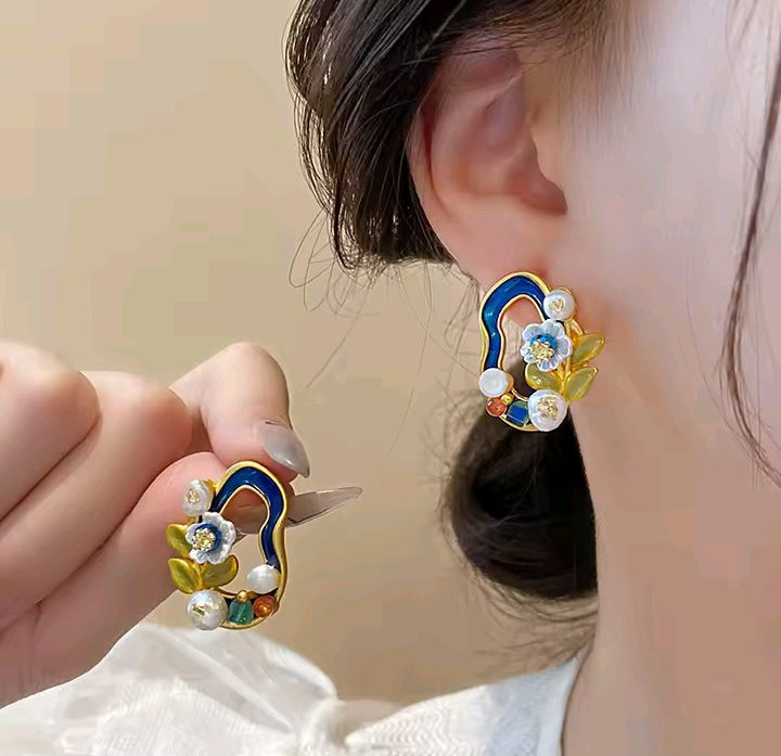 Exquisite Enamel Floral Studs