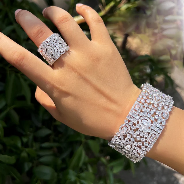 AAA+ Cubic Zirconia Ring And Bangle Set