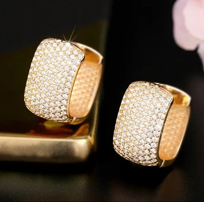 AAA+ Cubic Zirconia Gold Plated Hoops