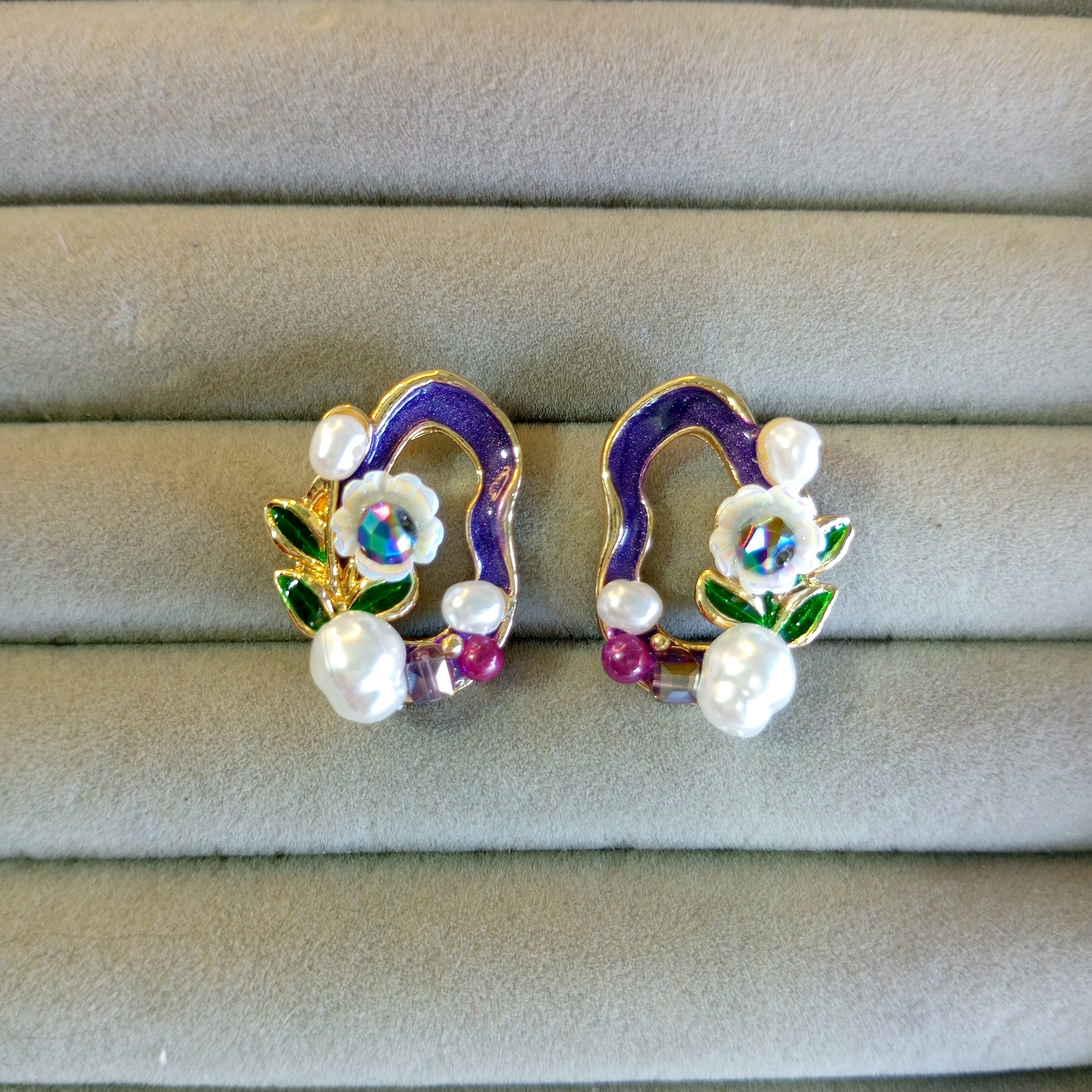 Exquisite Enamel Floral Studs