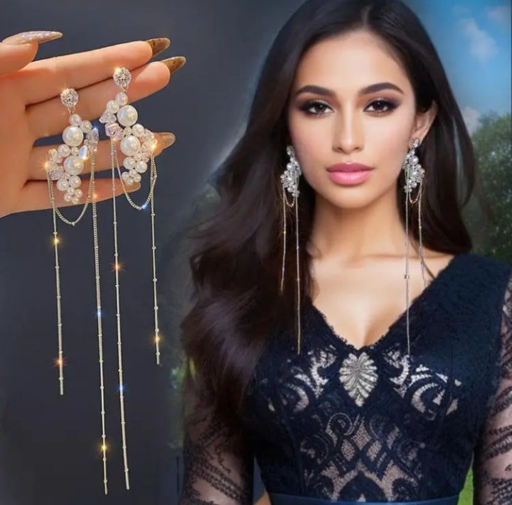 Trendy Pearl Chain Dangle Earrings