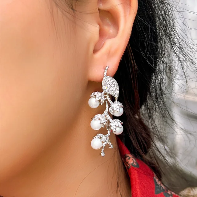 AAA+ Cubic Zirconia Pearl Earrings