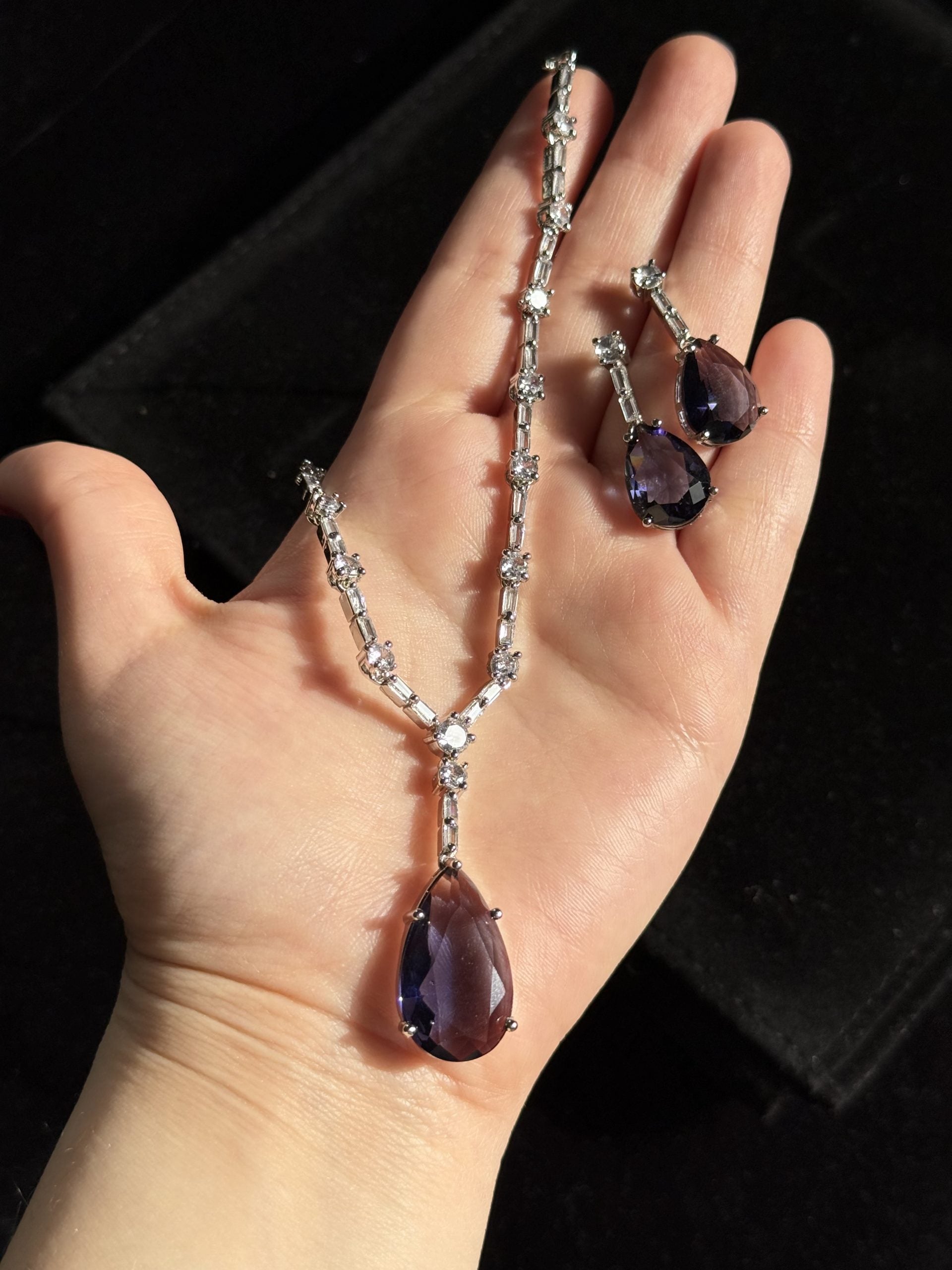 American Diamond Statement Necklace Set