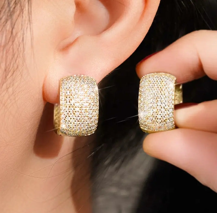 AAA+ Cubic Zirconia Gold Plated Hoops