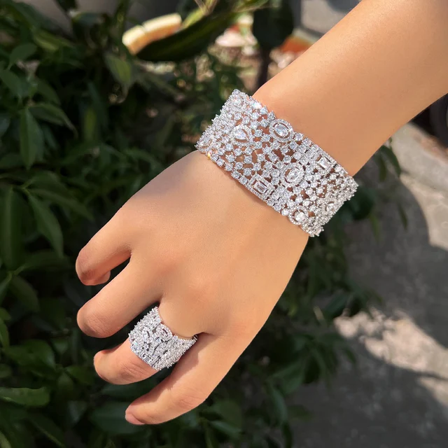 AAA+ Cubic Zirconia Ring And Bangle Set