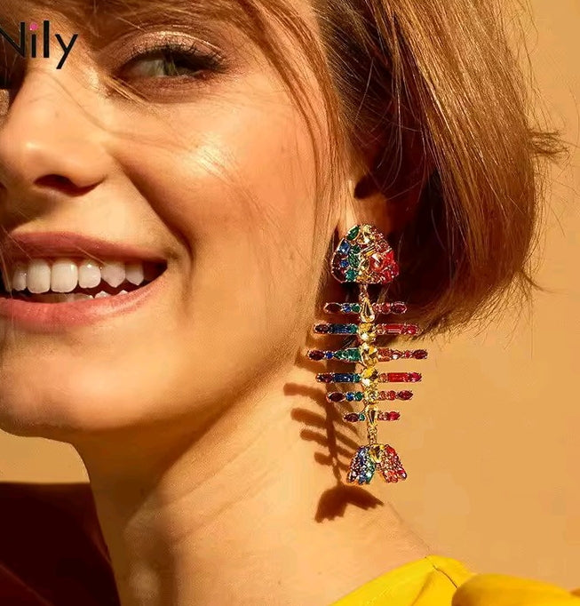 Fishbone Frenzy Multi Long Earrings