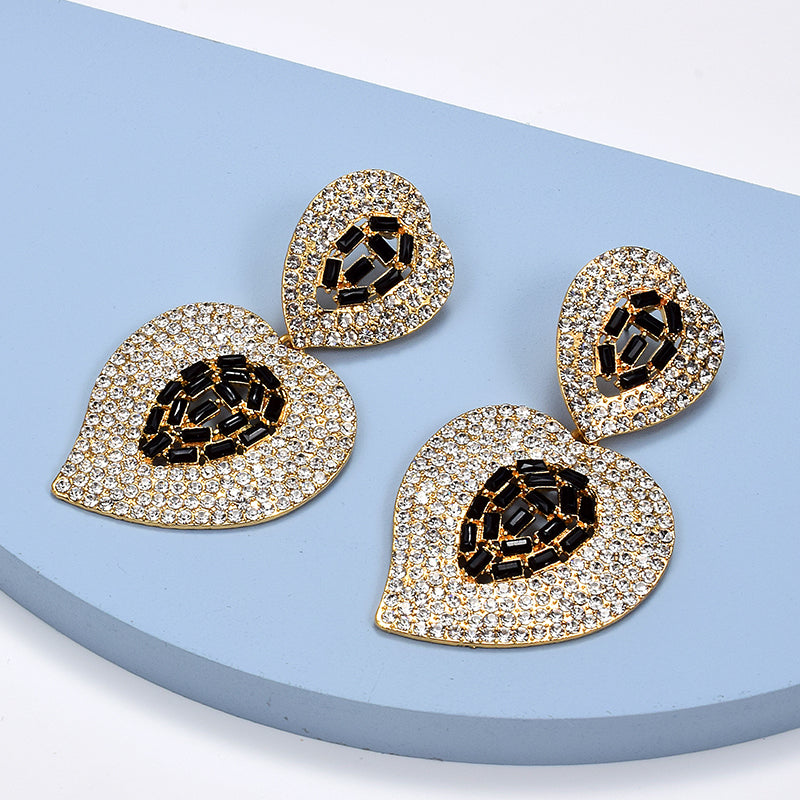 Black & Silver Rhinestone Big Statement Earrings