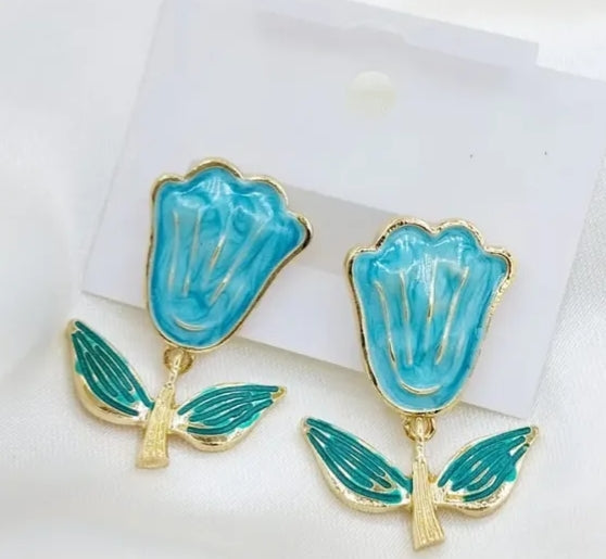 Elegant Enamel Floral Earrings