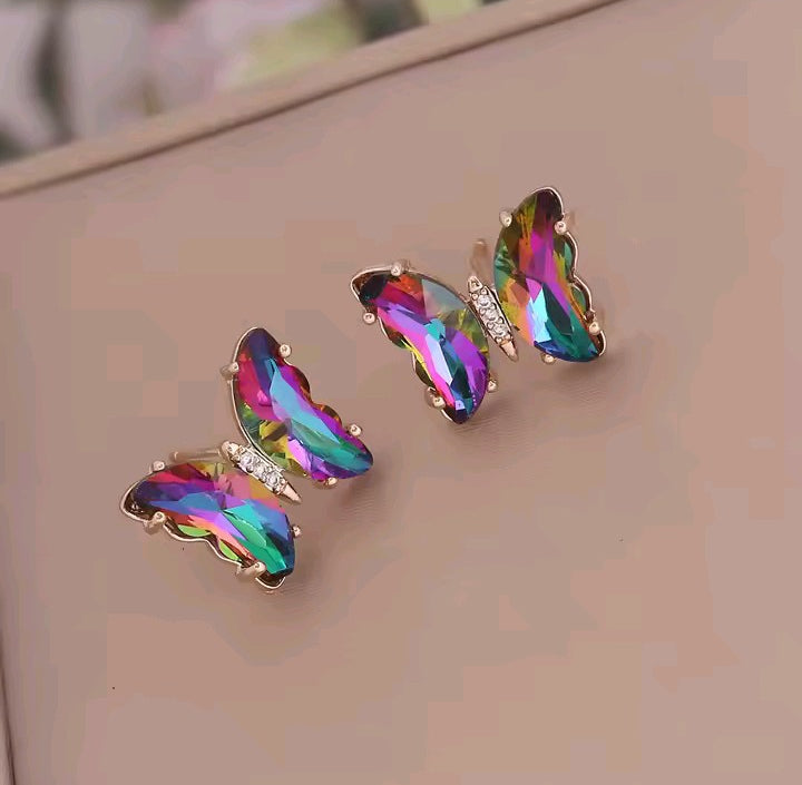 Multi Stones Butterfly Small Studs