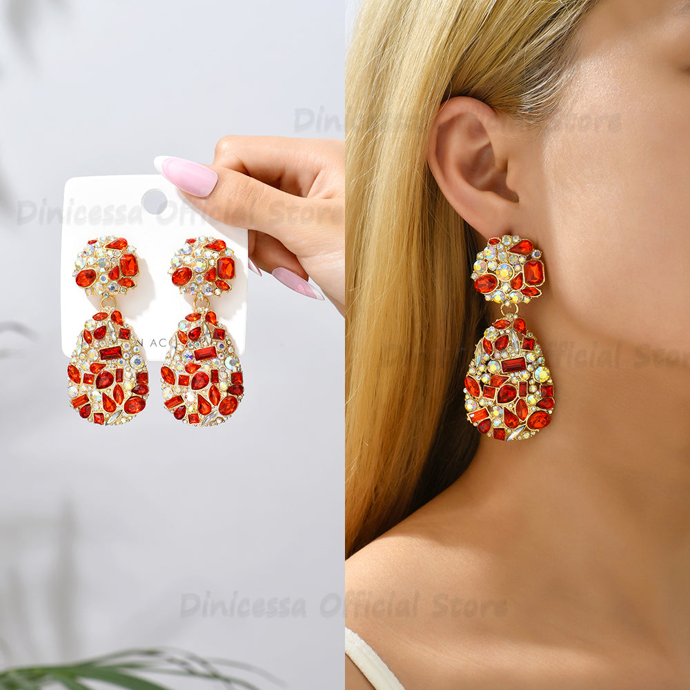 Red & Holographic Statement Earrings