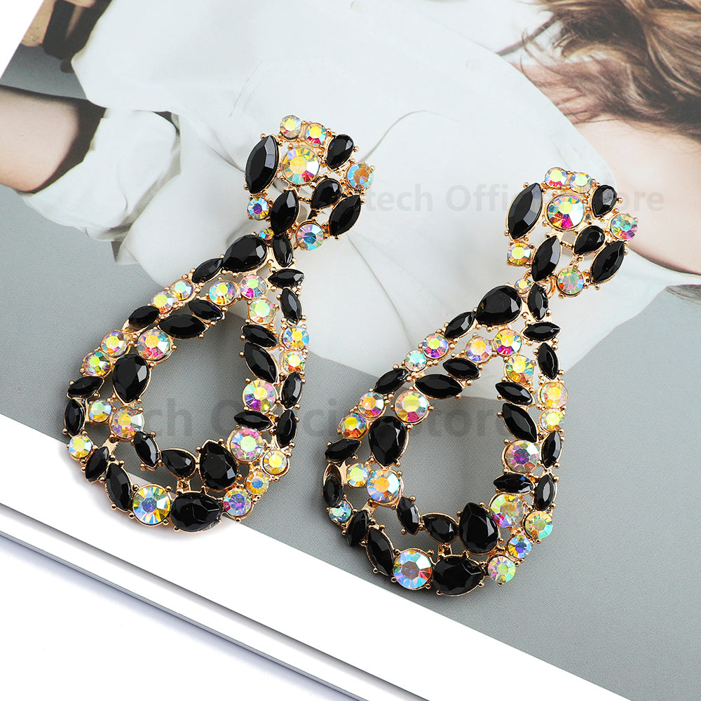 Black & Holographic long Drop Earrings