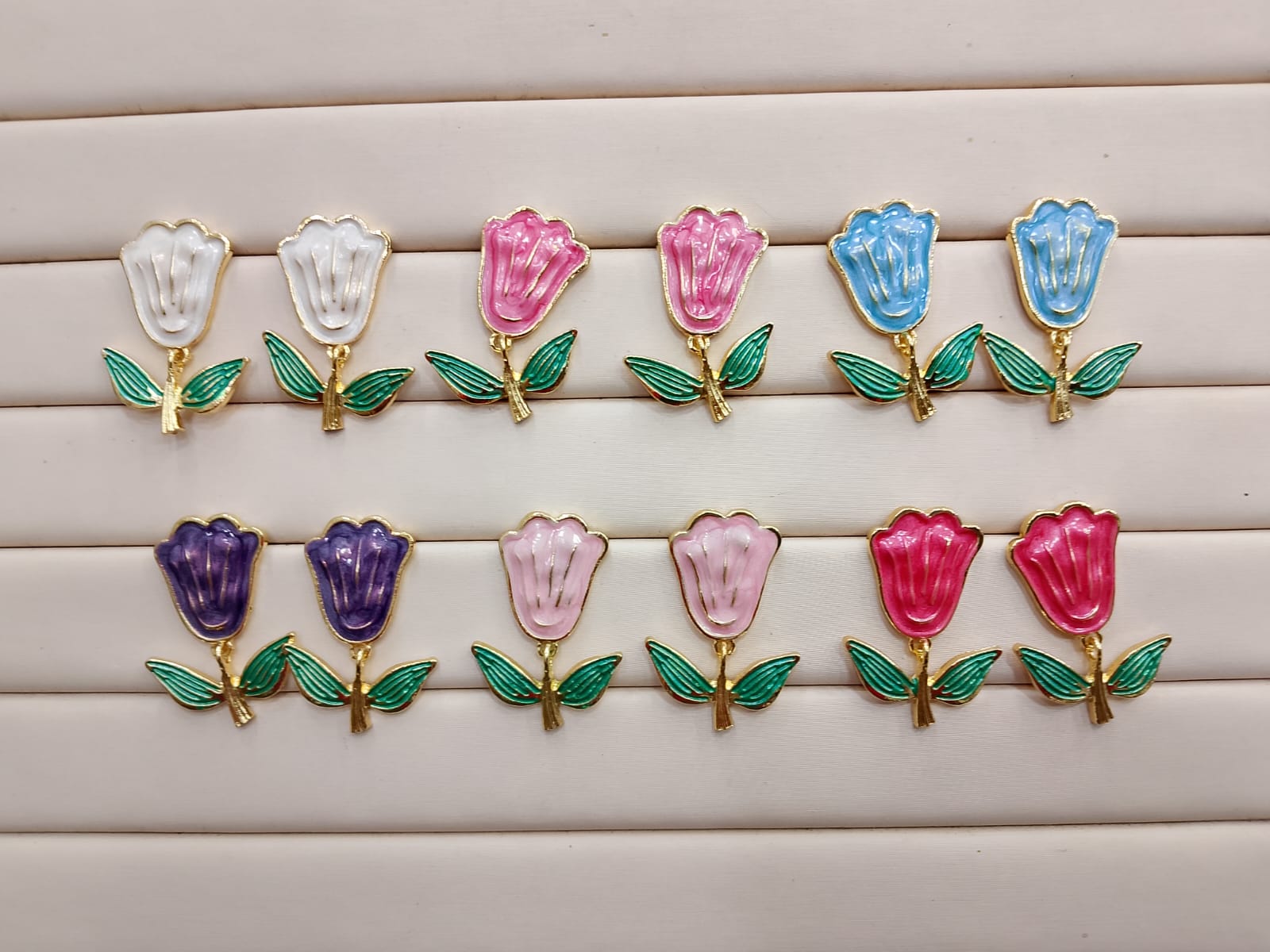 Elegant Enamel Floral Earrings