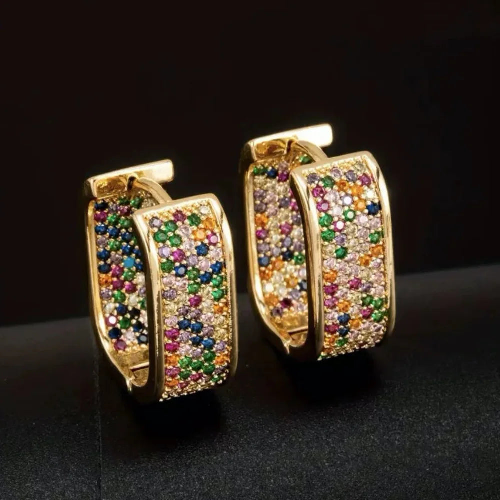 American Diamond Gold Plated Small Hoops