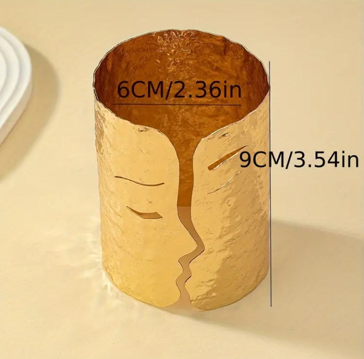 Golden Tone Face Design Luxe Handcuff